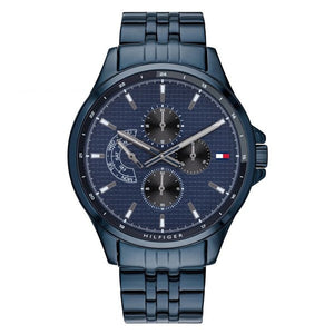 Buy Shop Tommy Hilfiger Shawn Quartz Blue Dial Blue Steel Strap Watch for Men - 1791618 USA Online
