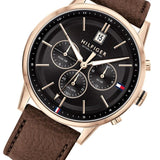 Buy Shop Tommy Hilfiger Multi Function Chronograph Black Dial Brown Leather Strap Watch for Men - 1791631 USA Online
