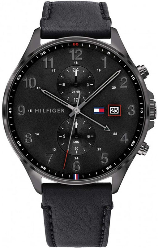 Buy Shop Tommy Hilfiger West Chronograph Black Dial Black Leather Strap Watch For Men - 1791711 USA Online