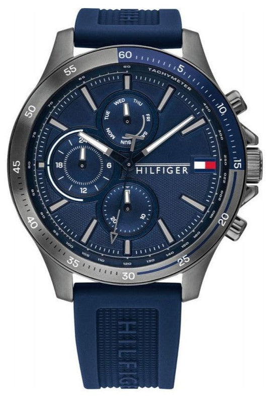 Buy Shop Tommy Hilfiger Bank Blue Dial Blue Rubber Strap Watch for Men - 1791721 USA Online