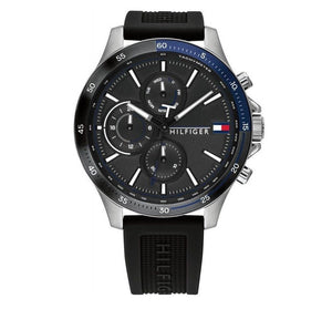 Buy Shop Tommy Hilfiger Bank Quartz Black Dial Black Rubber Strap Watch for Men - 1791724 USA Online