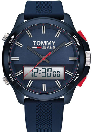 Buy Shop Tommy Hilfiger Digital Analog Blue Dial Blue Rubber Strap Watch For Men - 1791761 USA Online