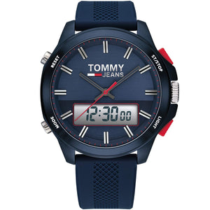Buy Shop Tommy Hilfiger Digital Analog Blue Dial Blue Rubber Strap Watch For Men - 1791761 USA Online