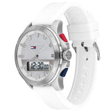 Buy Shop Tommy Hilfiger Digital Silver Dial White Silicone Strap Watch For Men - 1791764 USA Online