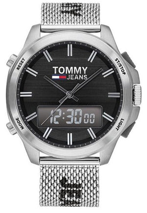 Buy Shop Tommy Hilfiger Digital Black Dial Silver Mesh Bracelet Watch For Men - 1791765 USA Online