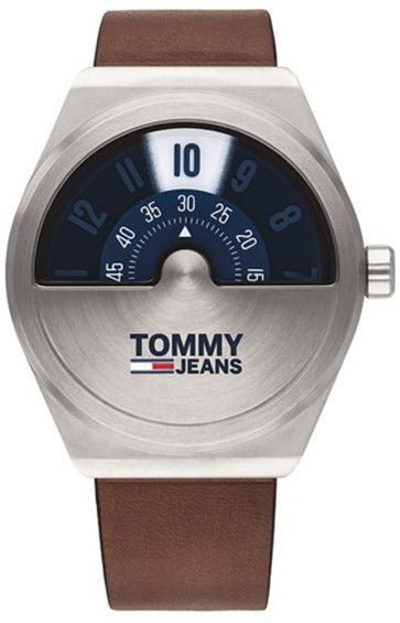 Buy Shop Tommy Hilfiger Monogram Pop Quartz Silver Dial Brown Leather Strap Watch For Men - 1791772 USA Online