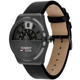Buy Shop Tommy Hilfiger Monogram Pop Quartz Black Dial Black Leather Strap Watch For Men - 1791773 USA Online