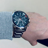 Buy Shop Tommy Hilfiger Mason Quartz Blue Dial Silver Steel Strap Watch for Men - 1791788 USA Online