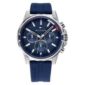 Buy Shop Tommy Hilfiger Mason Blue Dial Blue Rubber Strap Watch for Men - 1791791 USA Online