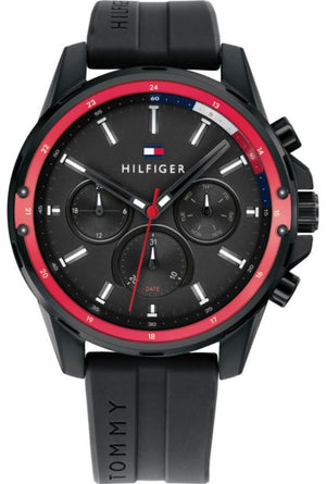 Buy Shop Tommy Hilfiger Mason Black Dial Black Rubber Strap Watch for Men - 1791793 USA Online