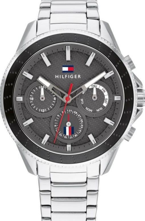 Buy Shop Tommy Hilfiger Aiden Chronograph Grey Dial Silver Steel Strap Watch For Men - 1791857 USA Online
