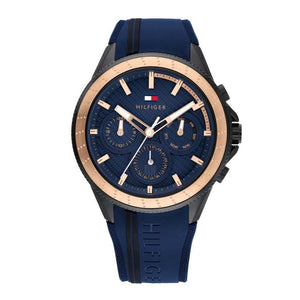 Buy Shop Tommy Hilfiger Aiden Chronograph Blue Dial Blue Silicone Strap Watch For Men - 1791860 USA Online