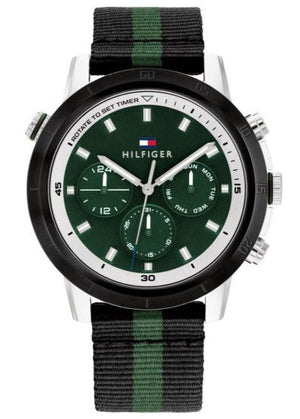 Buy Shop Tommy Hilfiger Troy Chronograph Green Dial Two Tone Nylon Strap Watch For Men - 1792107 USA Online