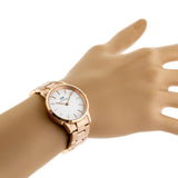 Daniel Wellington Iconic Link White Dial Rose Gold Steel Strap Watch For Women - DW00100211