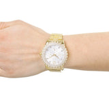 Buy Shop Guess Dazzler Diamonds Silver Dial Gold Steel Strap Watch for Women - W0335L2 USA Online