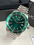 Movado Series 800 Green Dial Silver Steel Strap Watch For Men - 2600136