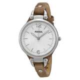 Buy Shop Fossil Georgia White Dial Brown Leather Strap Watch for Women - ES3060 USA Online