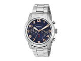 Buy Shop Fossil Pilot 54 Chronograph Navy Blue Dial Silver Steel Strap Watch for Men - FS5203 USA Online