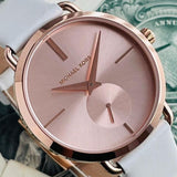 Buy Shop Michael Kors Portia Rose Gold Dial White Leather Strap Watch For Women - MK2660 USA Online