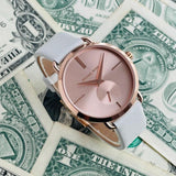 Buy Shop Michael Kors Portia Rose Gold Dial White Leather Strap Watch For Women - MK2660 USA Online
