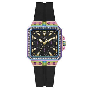 Buy Shop Guess Libra Black Dial Black Silicone Strap Watch For Women - GW0618L3 USA Online