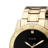Buy Shop Guess Classic Diamonds Black Dial Gold Steel Strap Watch for Men - W0416G2 USA Online