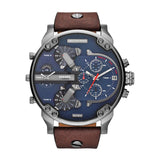 Buy Shop Diesel Mr Daddy Chronograph Blue Dial Brown Leather Strap Watch For Men - DZ7314 USA Online