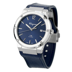 Buy Shop Salvatore Ferragamo F-80 Classic Blue Dial Blue Leather Strap Watch for Men - SFDT00319 USA Online