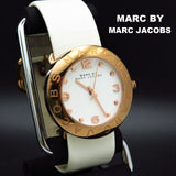 Buy Shop Marc Jacobs Amy White Dial White Leather Strap Watch for Women - MBM1180 USA Online