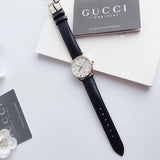 Buy Shop Gucci G-Timeless Mother of Pearl Dial Black Leather Strap Watch For Women - YA126589 USA Online