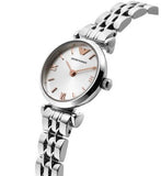 Buy Shop Emporio Armani Gianni T Bar Quartz Silver Dial Silver Steel Strap Watch For Women - AR1935 USA Online