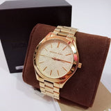 Buy Shop Michael Kors Slim Runway Gold Dial Gold Steel Strap Watch for Women - MK3335 USA Online