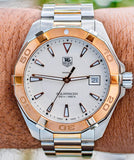 Buy Shop Tag Heuer Aquaracer Quartz White Dial Silver Strap Watch for Men - WAY1150.BD0911 USA Online