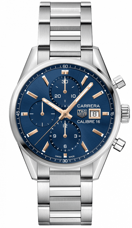Buy Shop Tag Heuer Carrera Automatic Chronograph Blue Dial Silver Steel Strap Watch for Men - CBK2115.BA0715 USA Online