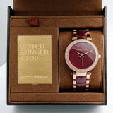 Buy Shop Michael Kors Parker Maroon Dial Two Tone Steel Strap Watch for Women - MK6412 USA Online