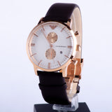 Buy Shop Emporio Armani Gianni Classic Chronograph White Dial Brown Leather Strap Watch For Men - AR0398 USA Online