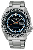 Seiko 5 Sports Checker Flag Special Edition Black Dial Silver Steel Strap Watch For Men - SRPK67K1