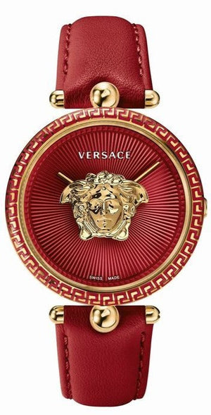Buy Shop Versace Palazzo Empire Red Dial Red Leather Strap Watch for Women - VCO120017 USA Online