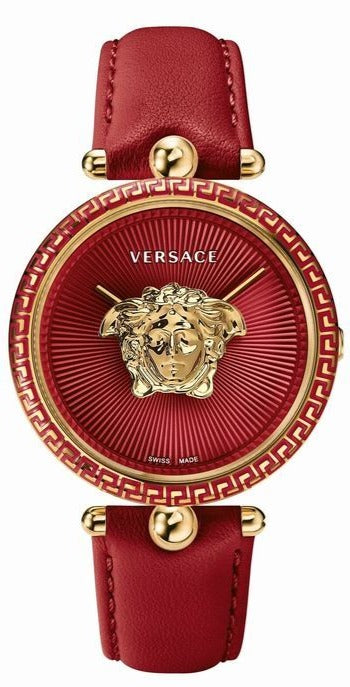 Buy Shop Versace Palazzo Empire Red Dial Red Leather Strap Watch for Women - VCO120017 USA Online