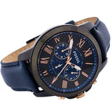 Buy Shop Fossil Grant Chronograph Black Dial Blue Leather Strap Watch for Men - FS5061 USA Online
