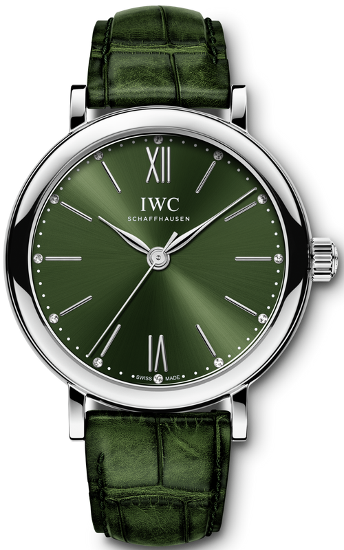 Buy Shop IWC Portofino Automatic Green Dial Green Leather Strap Watch for Women - IW357405 USA Online