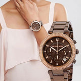 Buy Shop Michael Kors Parker Analog Quartz Brown Dial Brown Steel Strap Watch For Women - MK6378 USA Online