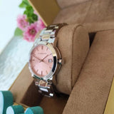 Buy Shop Burberry The City Pink Dial Silver Steel Strap Watch for Women - BU9124 USA Online
