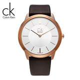 Buy Shop Calvin Klein Minimal White Dial Brown Leather Strap Watch for Men - K3M216G6 USA Online