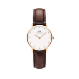 Buy Shop Daniel Wellington Classy Bristol White Dial Brown Leather Strap Watch For Women - DW00100062 USA Online