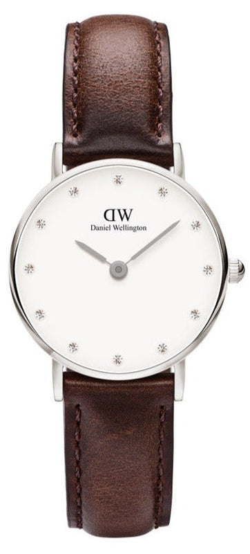 Buy Shop Daniel Wellington Classy Bristol White Dial Brown Leather Strap Watch For Women - DW00100070 USA Online