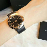 Buy Shop Marc Jacobs Amy Black Dial Black Leather Strap Watch for Women - MBM1154 USA Online