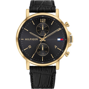 Buy Shop Tommy Hilfiger Daniel Black Dial Black Leather Strap Watch for Men - 1710417 USA Online