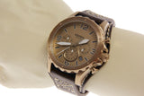 Buy Shop Fossil Nate Chronograph Gold Dial Brown Leather Strap Watch for Men - JR1495 USA Online
