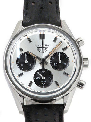 Buy Shop Tag Heuer Carrera Chronograph 60th Anniversary Silver Dial Black Leather Strap Watch for Men - CBK221H.FC8317 USA Online